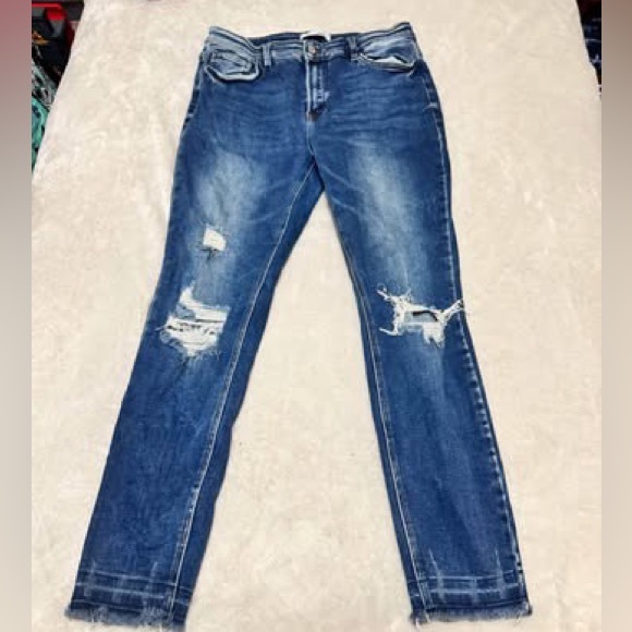 Vervet Denim - Stylish Distressed Blue Skinny Jeans